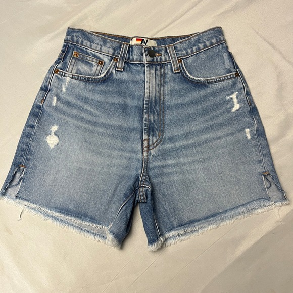 Aviator Nation Boyfriend Cutoff Denim Shorts Rainbow‎ Pockets Distressed Size 25 - Picture 1 of 10
